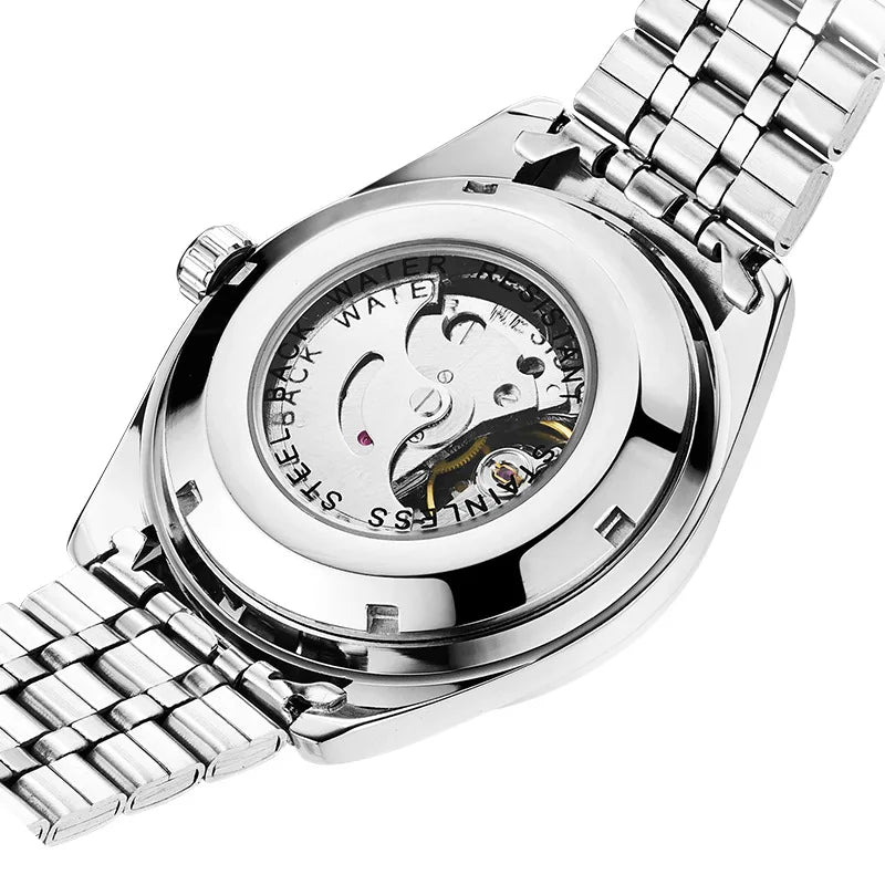 2025 FNGEEN 9001 Fashion Business Men'S Watch Steel Tourbillon Frame Mechanical Watch Night Light Automatic Date Diamond Watch