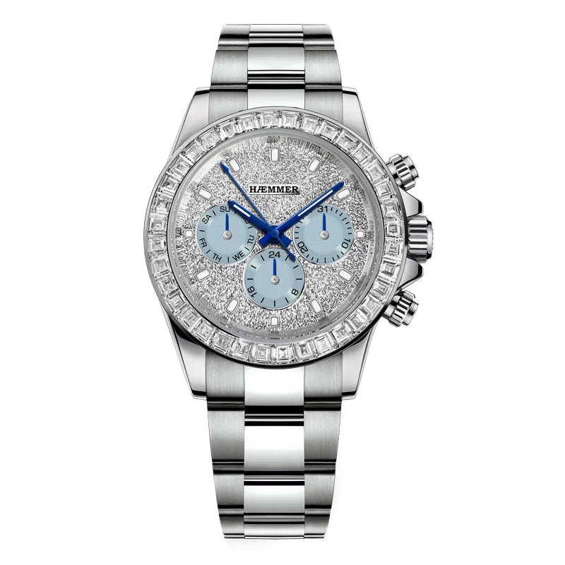 2024 New Men'S Watch Luxury Automatic Watch Men'S Stainless Steel Multi Functional Mechanical Watch Diamond Waterproof