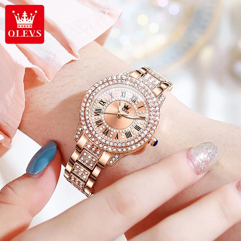 9943 Original Diamond Watch for Women Luxury Elegant Stainless Steel Waterproof Quartz Wristwatch Fashion Ladies' Watches