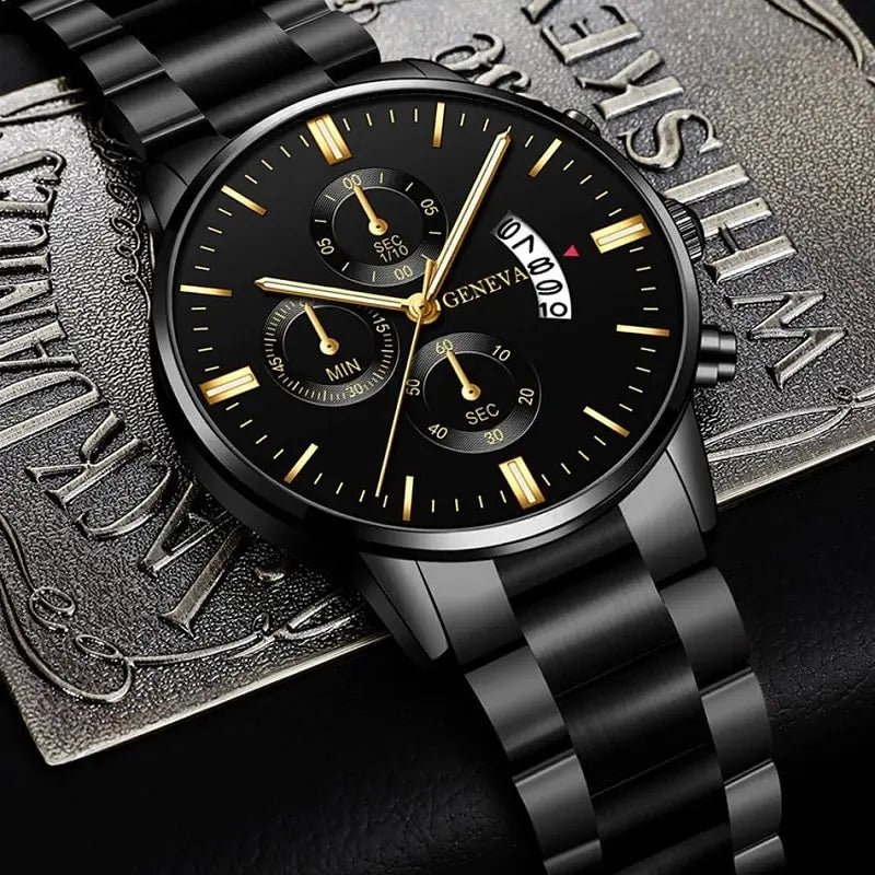 Fashion Men Black Watch Luxury Calendar Quartz Wrist Watch Mens Business Watches for Man Clock Relogio Masculino