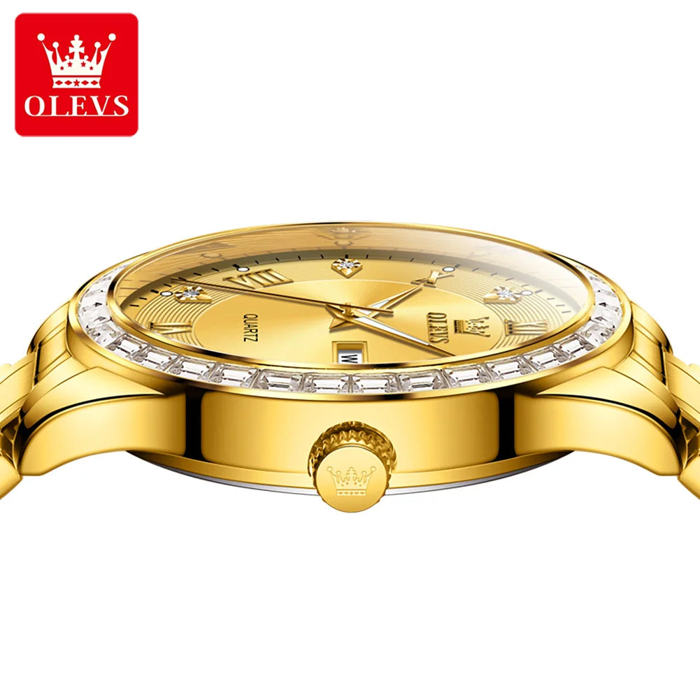 Brand Watch Dual Calendar Diamond-Encrusted Men'S Quartz Watch Waterproof Watch 9906