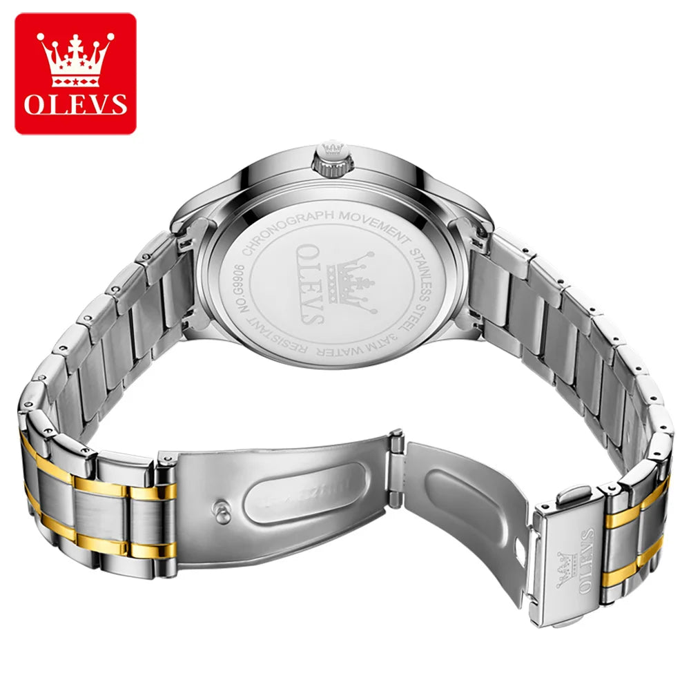 Brand Watch Dual Calendar Diamond-Encrusted Men'S Quartz Watch Waterproof Watch 9906