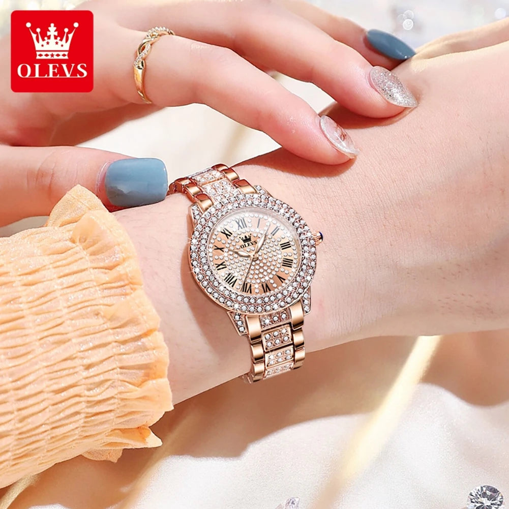 9943 Original Diamond Watch for Women Luxury Elegant Stainless Steel Waterproof Quartz Wristwatch Fashion Ladies' Watches