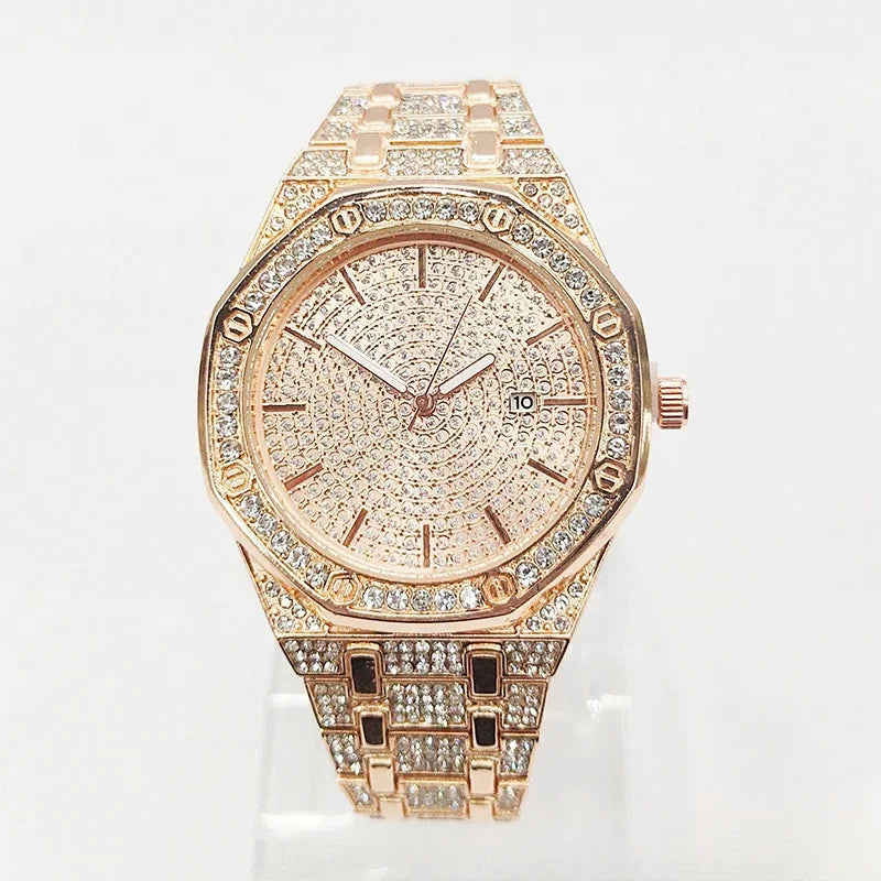 Men'S Quartz Watch with Diamonds from the High-End Brand Full Sky Stylish All Diamond Watch for Man
