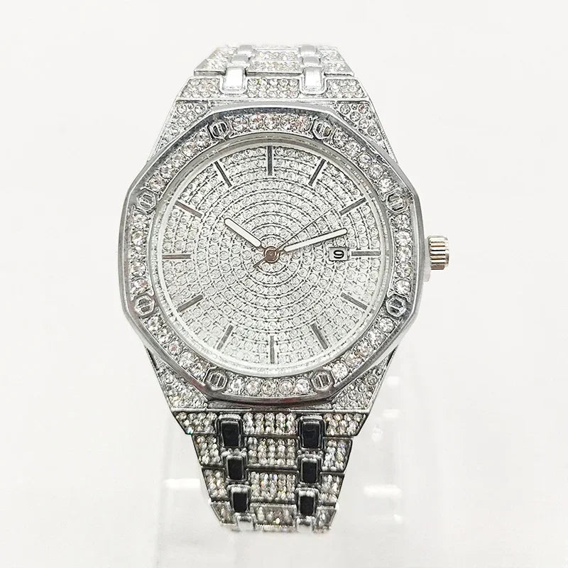 Men'S Quartz Watch with Diamonds from the High-End Brand Full Sky Stylish All Diamond Watch for Man