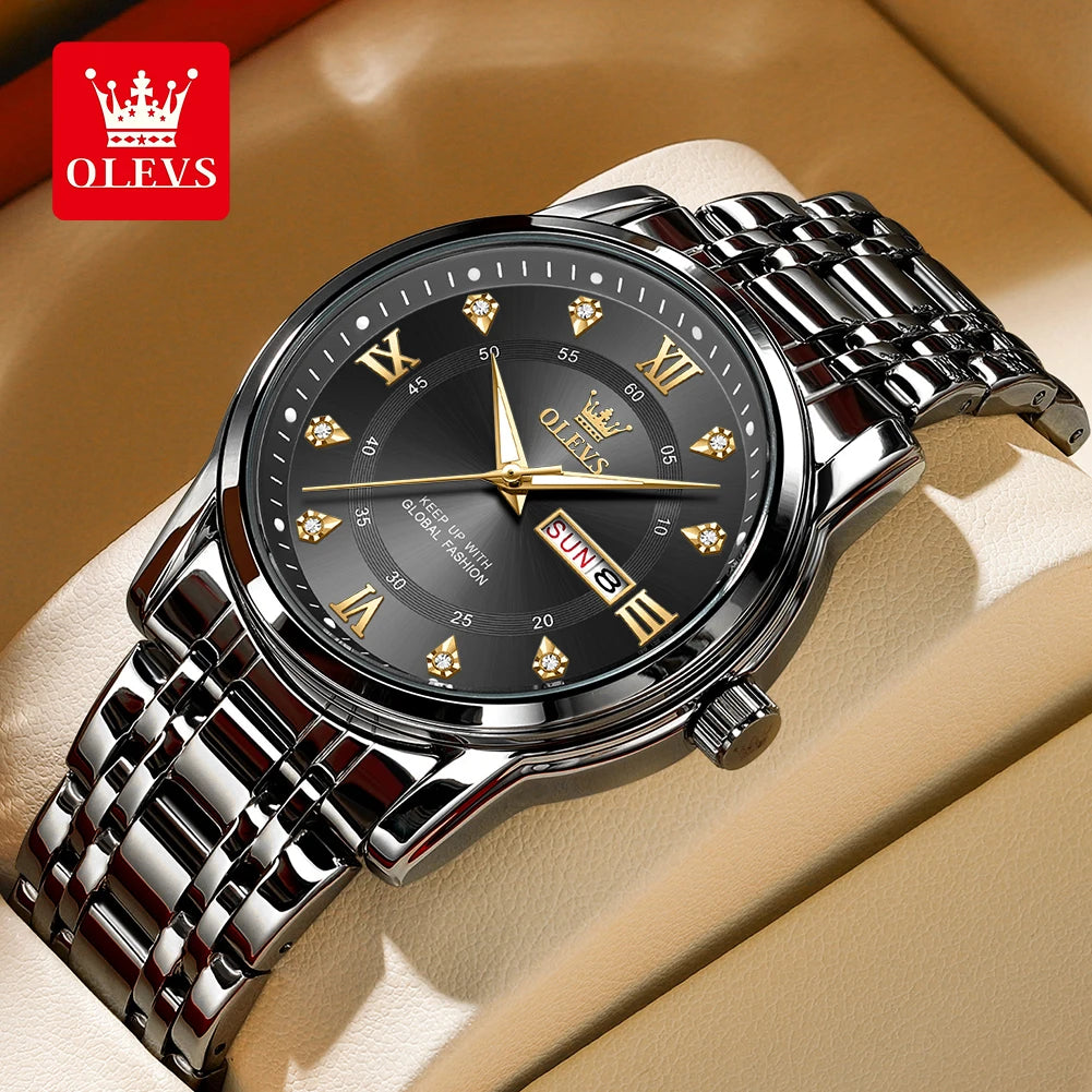 5513 Men'S Watch Top Luxury Brand Quartz Watch Stainless Steel Waterproof Watch Business Dual Calendar Diamond Men'S Watch