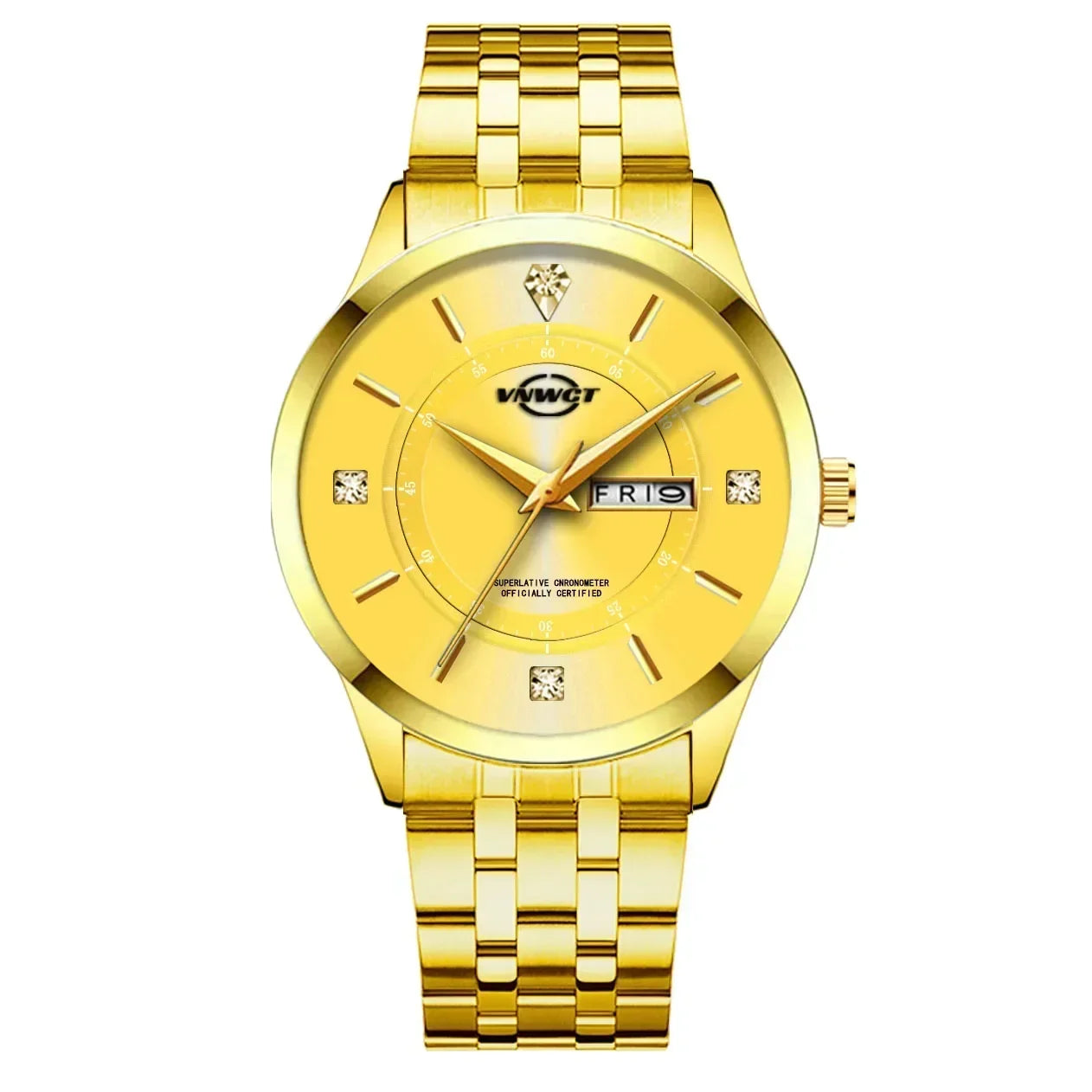 Stainless Steel Men'S Watch Waterproof Business Date Watch Quartz Dot Diamond Luxury Diamond Gold Men Watches