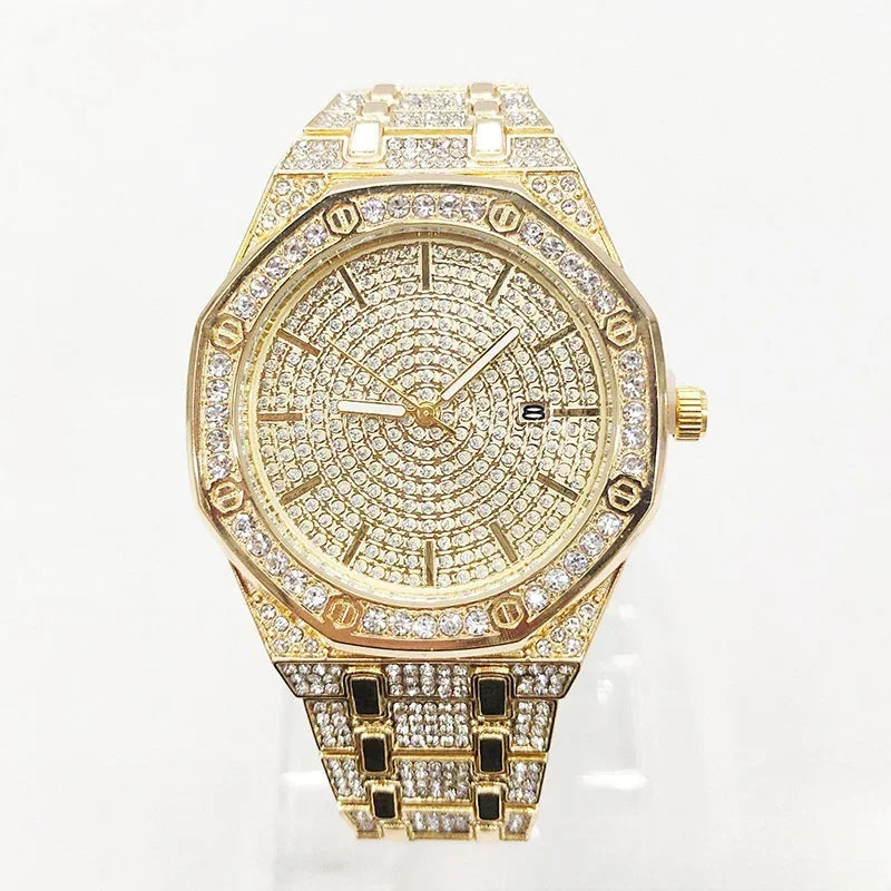 Men'S Quartz Watch with Diamonds from the High-End Brand Full Sky Stylish All Diamond Watch for Man