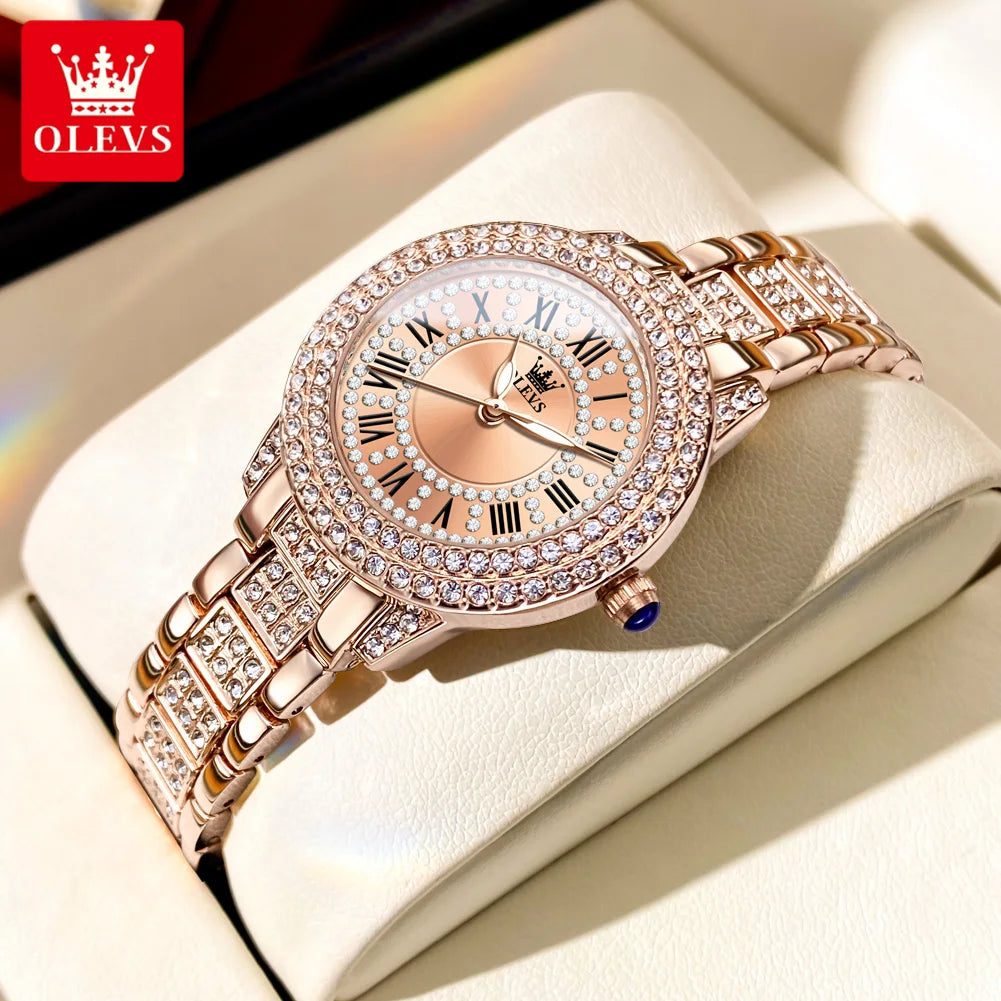 9943 Original Diamond Watch for Women Luxury Elegant Stainless Steel Waterproof Quartz Wristwatch Fashion Ladies' Watches