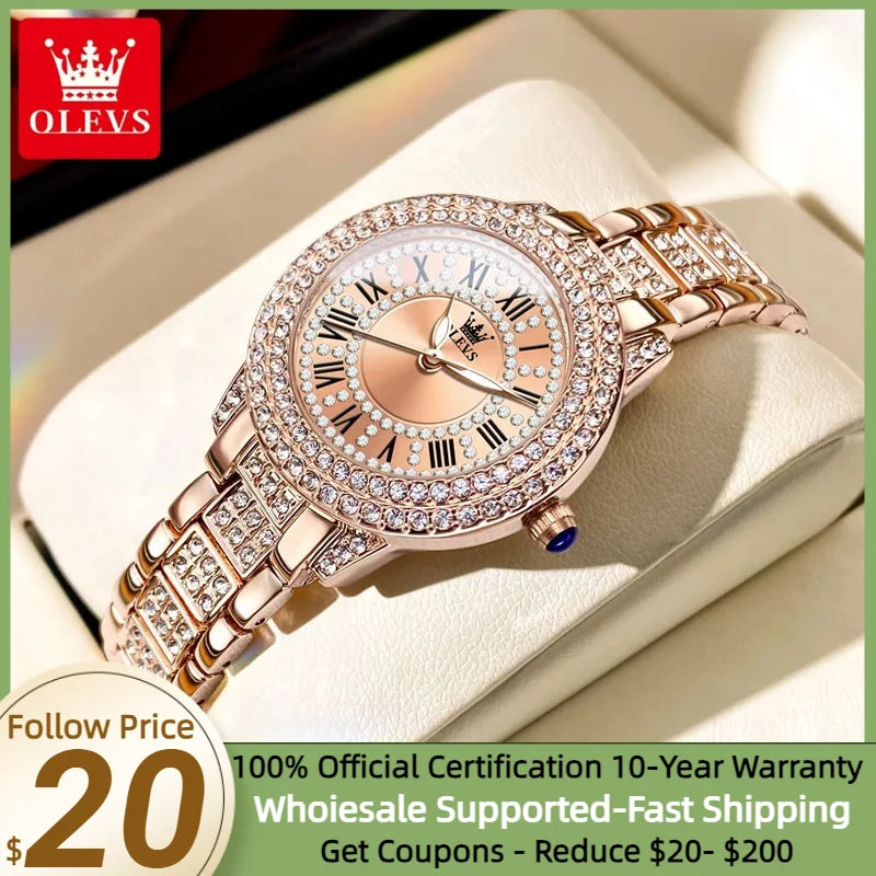 9943 Original Diamond Watch for Women Luxury Elegant Stainless Steel Waterproof Quartz Wristwatch Fashion Ladies' Watches