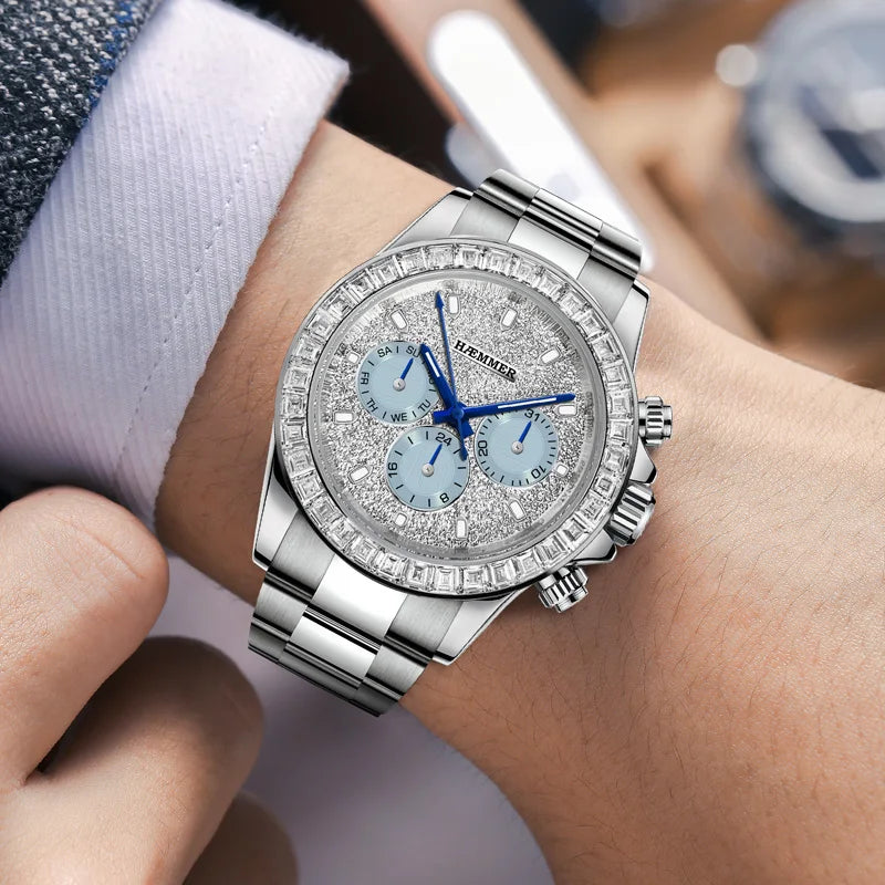2024 New Men'S Watch Luxury Automatic Watch Men'S Stainless Steel Multi Functional Mechanical Watch Diamond Waterproof