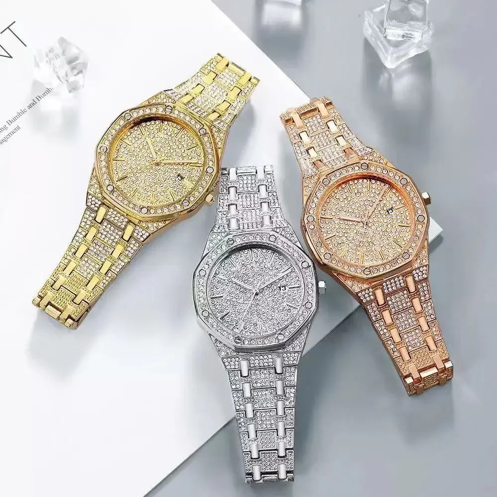 Men'S Quartz Watch with Diamonds from the High-End Brand Full Sky Stylish All Diamond Watch for Man