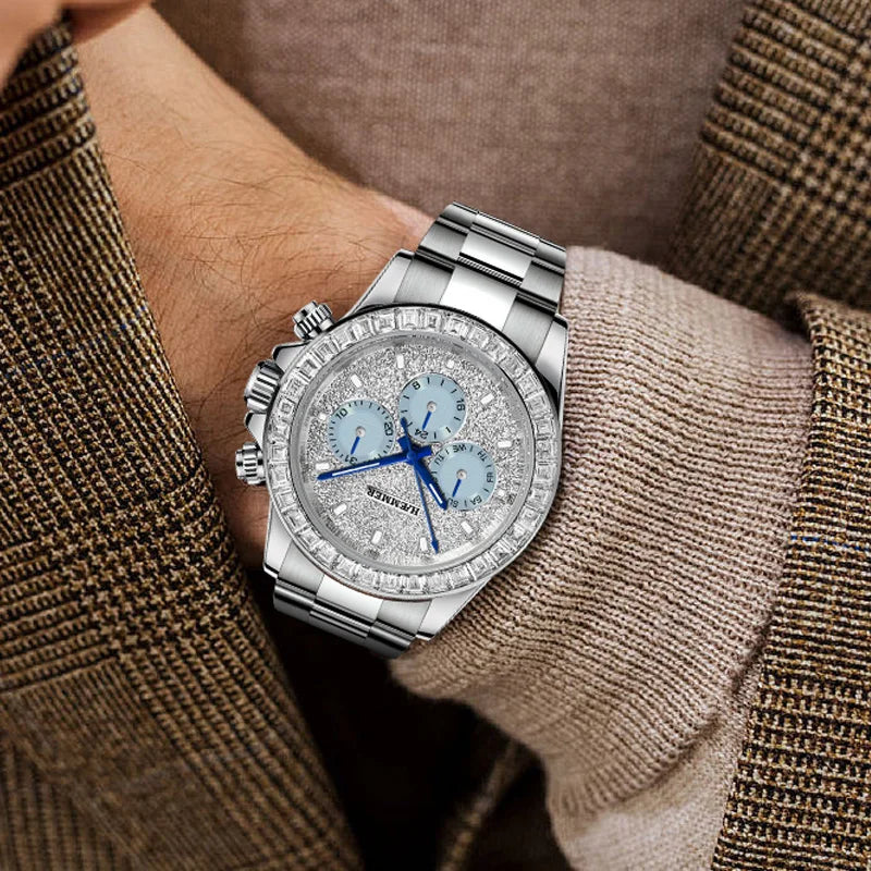 2024 New Men'S Watch Luxury Automatic Watch Men'S Stainless Steel Multi Functional Mechanical Watch Diamond Waterproof