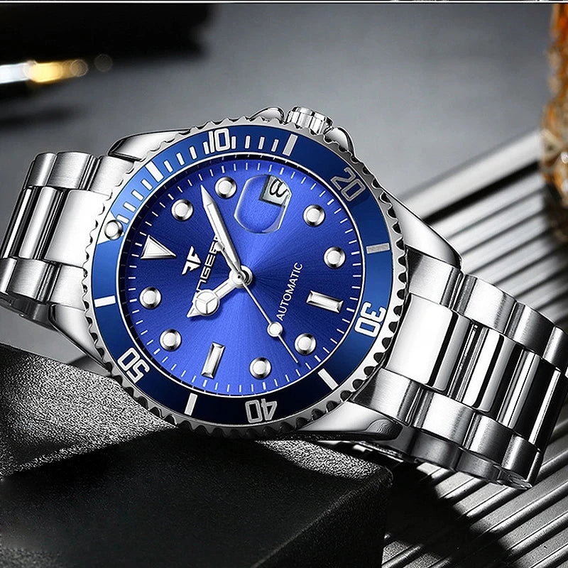 2025 FNGEEN 9001 Fashion Business Men'S Watch Steel Tourbillon Frame Mechanical Watch Night Light Automatic Date Diamond Watch