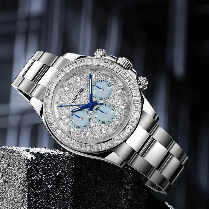 2024 New Men'S Watch Luxury Automatic Watch Men'S Stainless Steel Multi Functional Mechanical Watch Diamond Waterproof