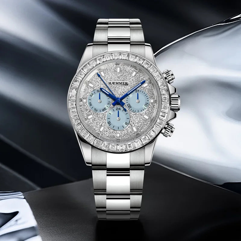 2024 New Men'S Watch Luxury Automatic Watch Men'S Stainless Steel Multi Functional Mechanical Watch Diamond Waterproof
