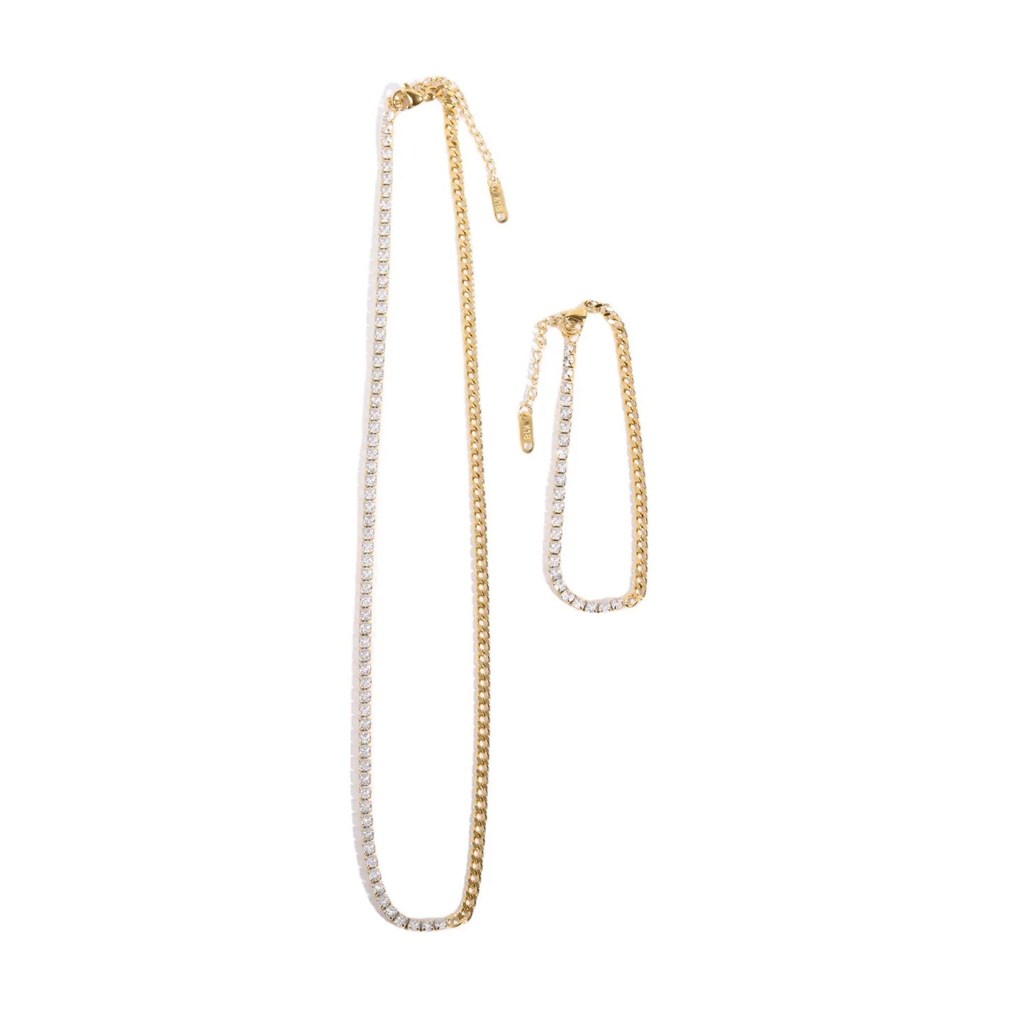 Spliced Titanium Steel Diamond Necklace Multi Layered Jewelry Plated 18K Gold