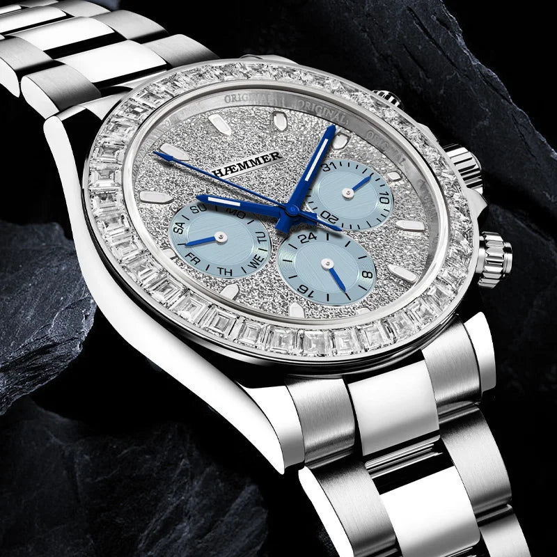2024 New Men'S Watch Luxury Automatic Watch Men'S Stainless Steel Multi Functional Mechanical Watch Diamond Waterproof
