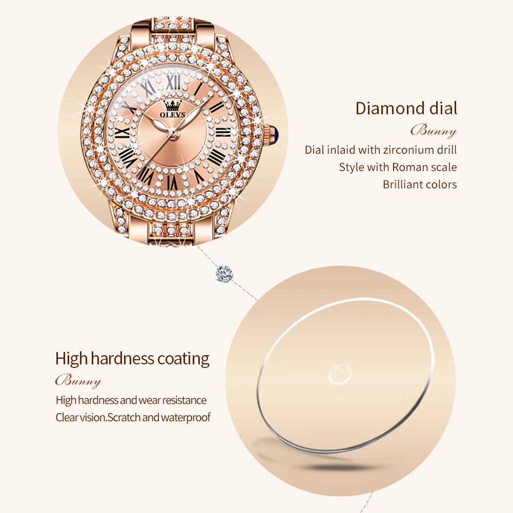 9943 Original Diamond Watch for Women Luxury Elegant Stainless Steel Waterproof Quartz Wristwatch Fashion Ladies' Watches