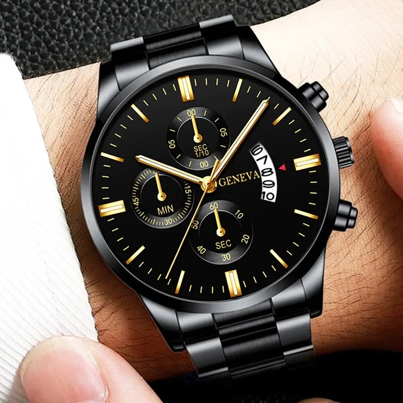 Fashion Men Black Watch Luxury Calendar Quartz Wrist Watch Mens Business Watches for Man Clock Relogio Masculino