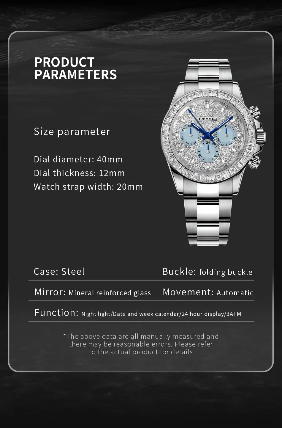 2024 New Men'S Watch Luxury Automatic Watch Men'S Stainless Steel Multi Functional Mechanical Watch Diamond Waterproof