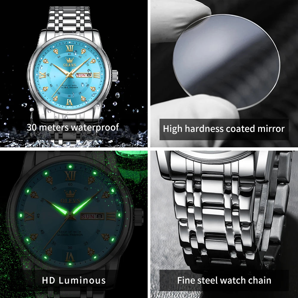 5513 Men'S Watch Top Luxury Brand Quartz Watch Stainless Steel Waterproof Watch Business Dual Calendar Diamond Men'S Watch