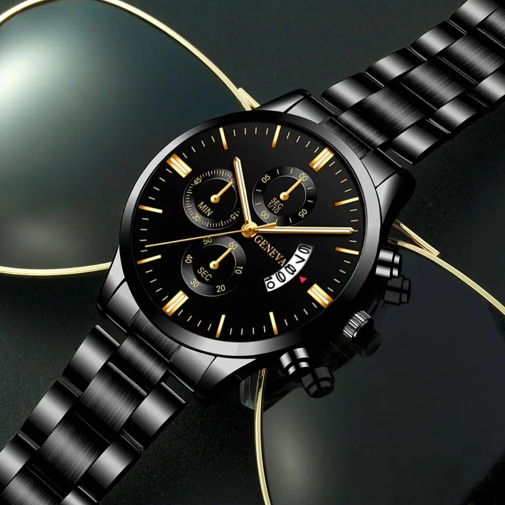Fashion Men Black Watch Luxury Calendar Quartz Wrist Watch Mens Business Watches for Man Clock Relogio Masculino