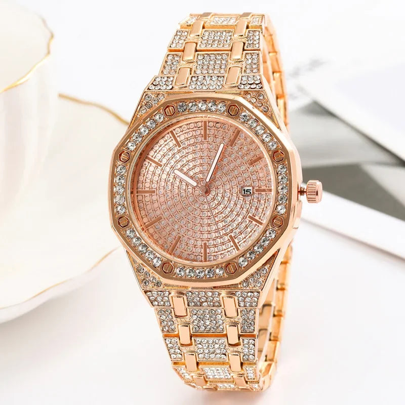Men'S Quartz Watch with Diamonds from the High-End Brand Full Sky Stylish All Diamond Watch for Man