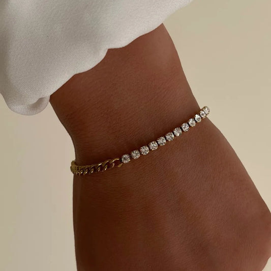 Spliced Titanium Steel Diamond Necklace Multi Layered Jewelry Plated 18K Gold