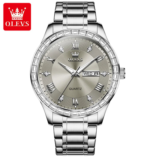 Brand Watch Dual Calendar Diamond-Encrusted Men'S Quartz Watch Waterproof Watch 9906