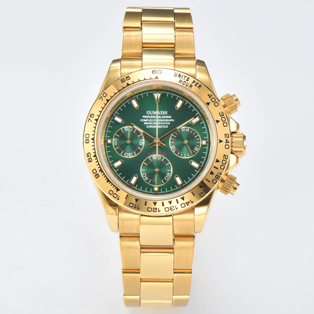 39MM Luxury Watches Gold Watches Sapphire Glass Waterproof Watches VK63 Movement Watches Support Customized Logo