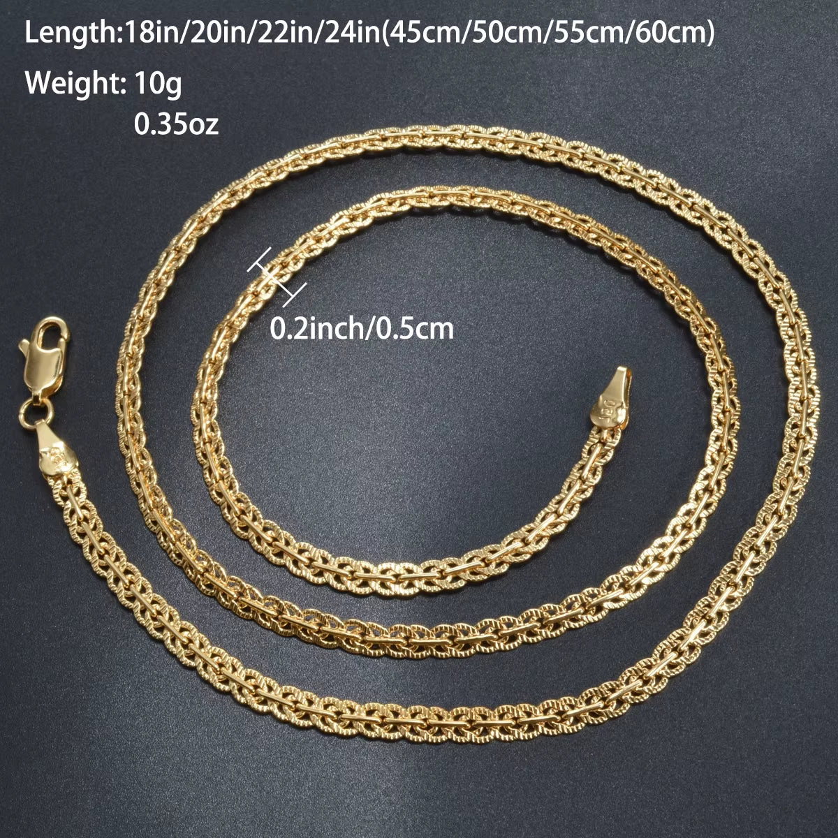 18K Gold Plated Link Chain Necklace for Women Man Cross 5Mm Width Gold Color Choker Classic Trendy Daily Wear Wedding Party Gift