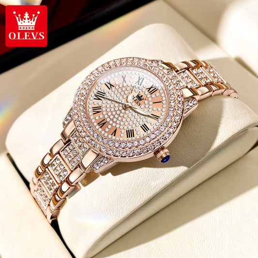 9943 Original Diamond Watch for Women Luxury Elegant Stainless Steel Waterproof Quartz Wristwatch Fashion Ladies' Watches