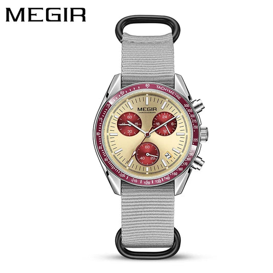 2247 Sport New Black Watch Chronograph Casual Life Weaving Strap Quartz Waterproof Wristwatch for Male