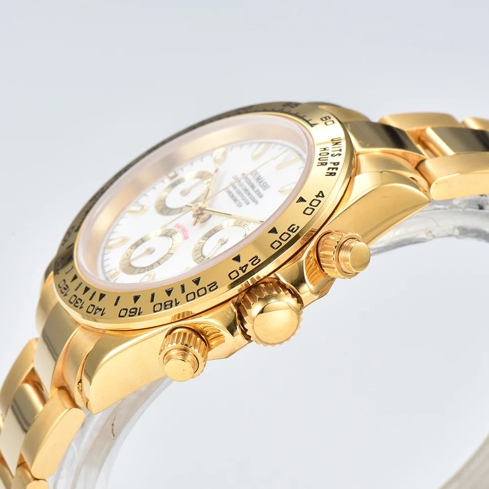 39MM Luxury Watches Gold Watches Sapphire Glass Waterproof Watches VK63 Movement Watches Support Customized Logo
